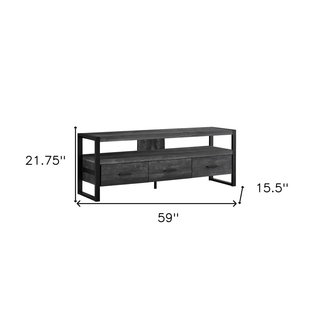 59" Black Cabinet Enclosed Storage TV Stand