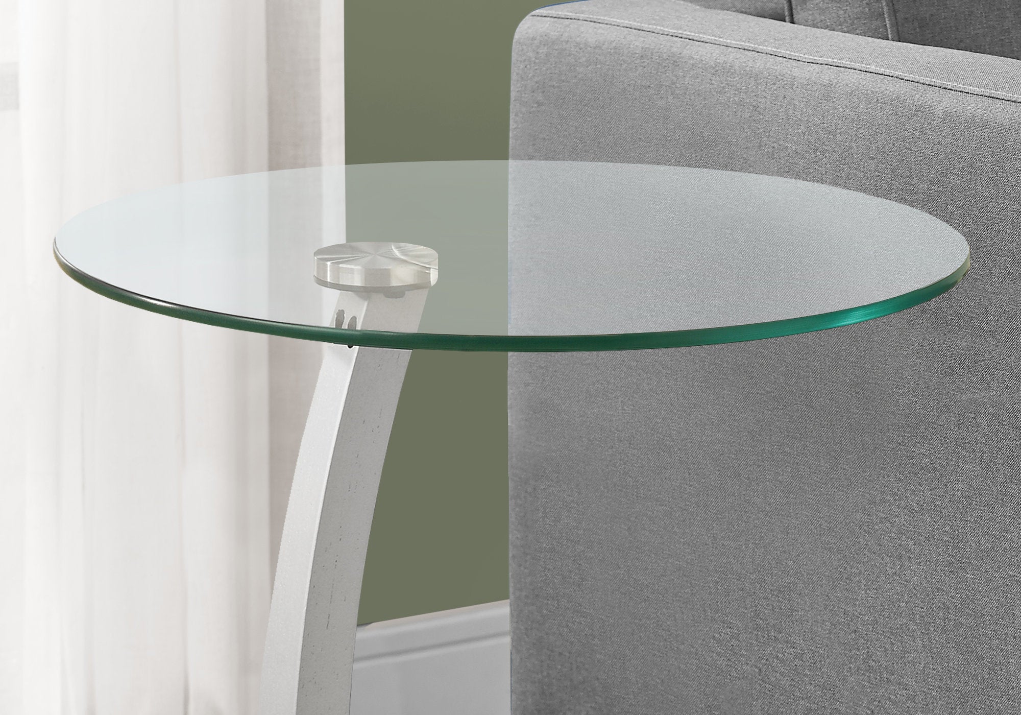 17.75" X 17.75" X 24" Whiteclear Particle Board Tempered Glass Accent Table