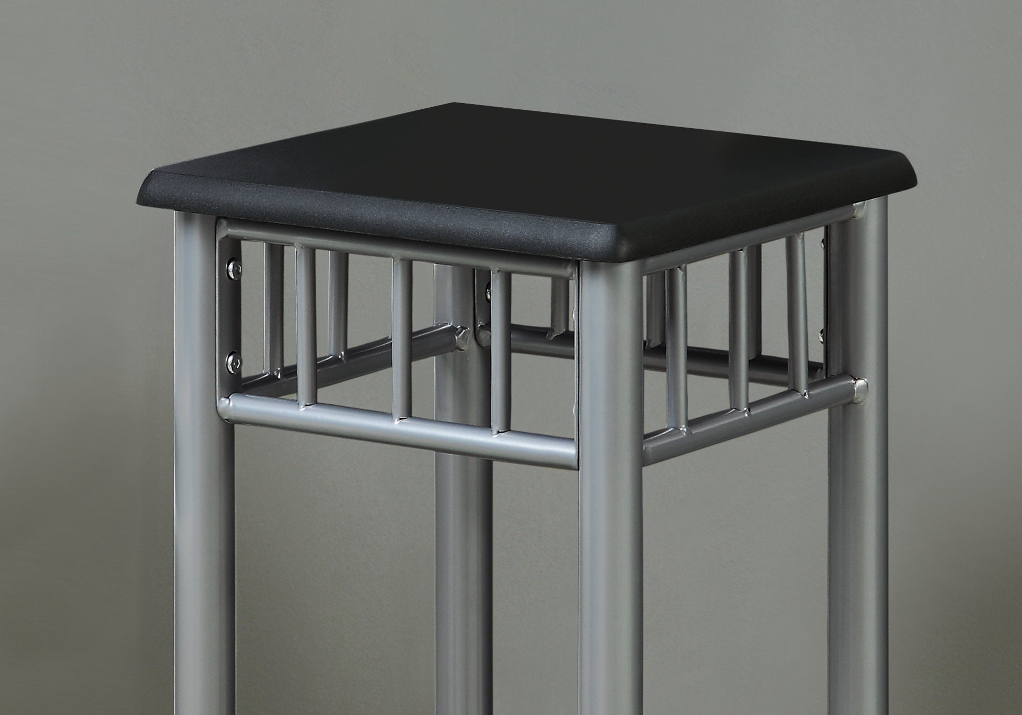 28" Silver And Black End Table With Shelf