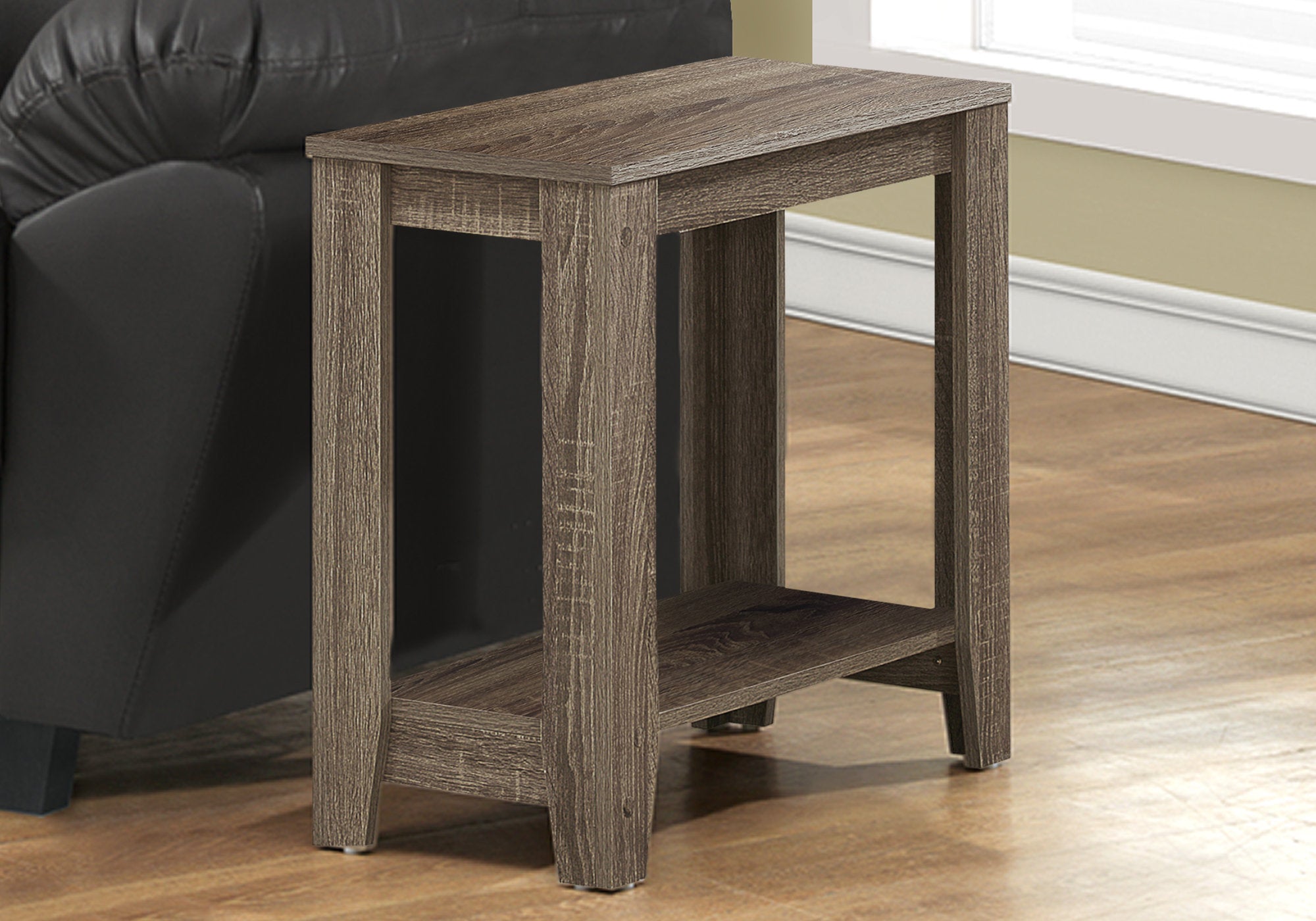 22" Black And Gray End Table With Shelf