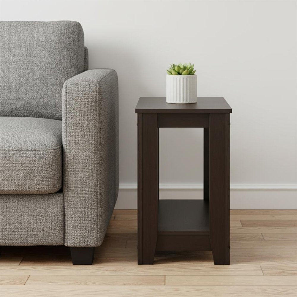 22" Deep Taupe End Table With Shelf
