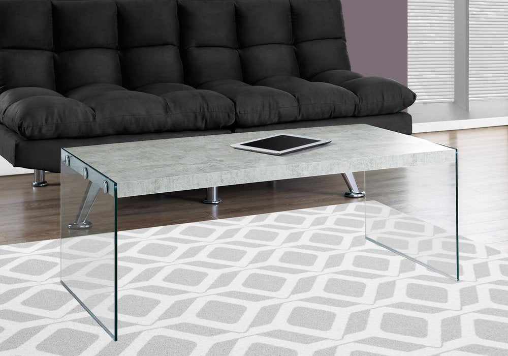 44" White And Clear Wood And Glass Coffee Table