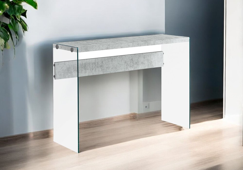 44" White and Clear Solid Console Table