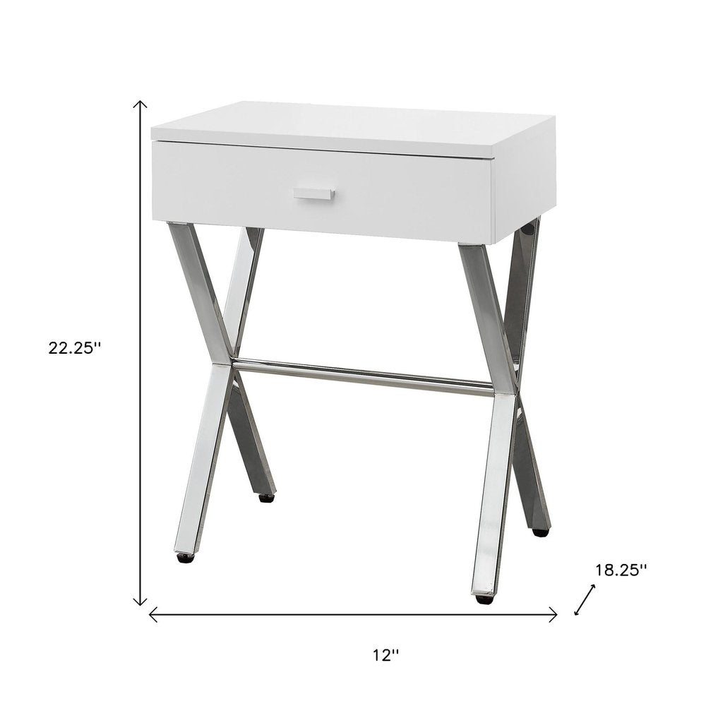 22" Black And Gray Wood And Metal End Table With Drawer