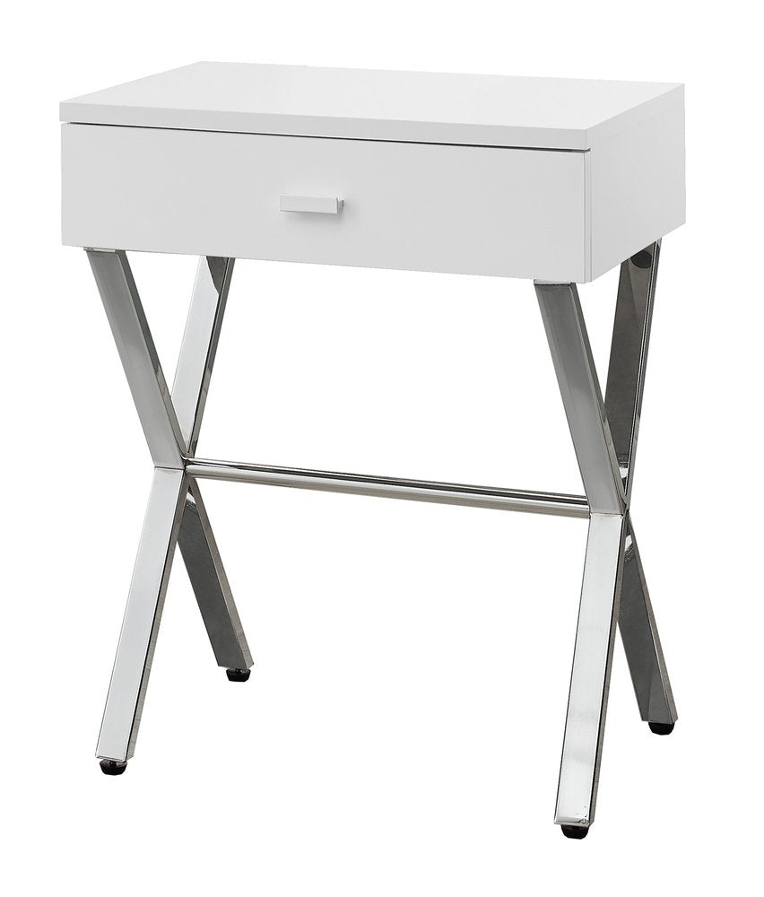 22" Black And Gray Wood And Metal End Table With Drawer