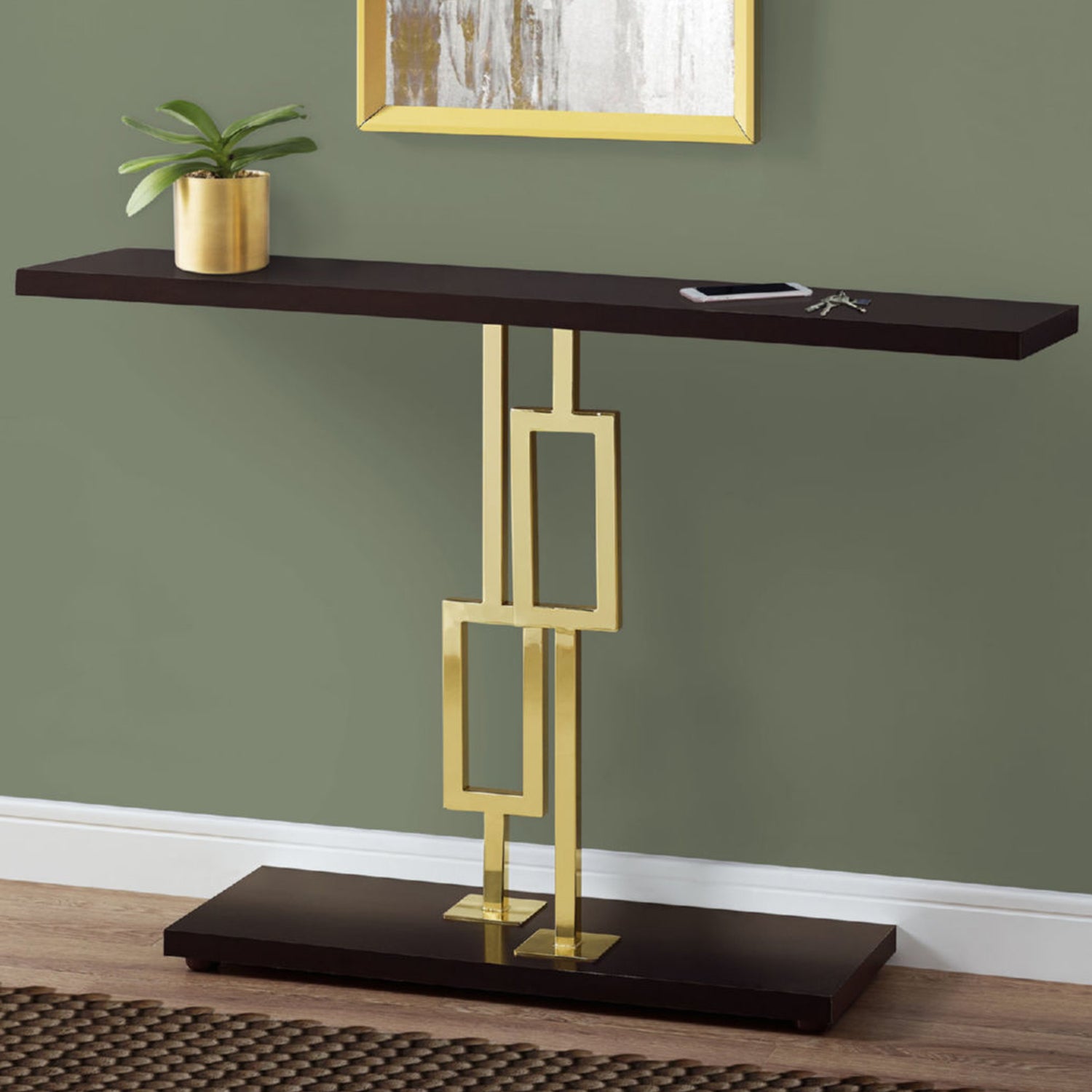 47" Brown Floor Shelf Console Table With Storage
