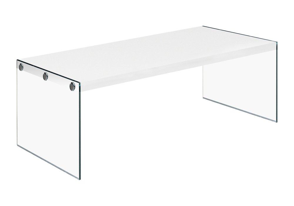44" Gray  Clear Wood And Glass Coffee Table