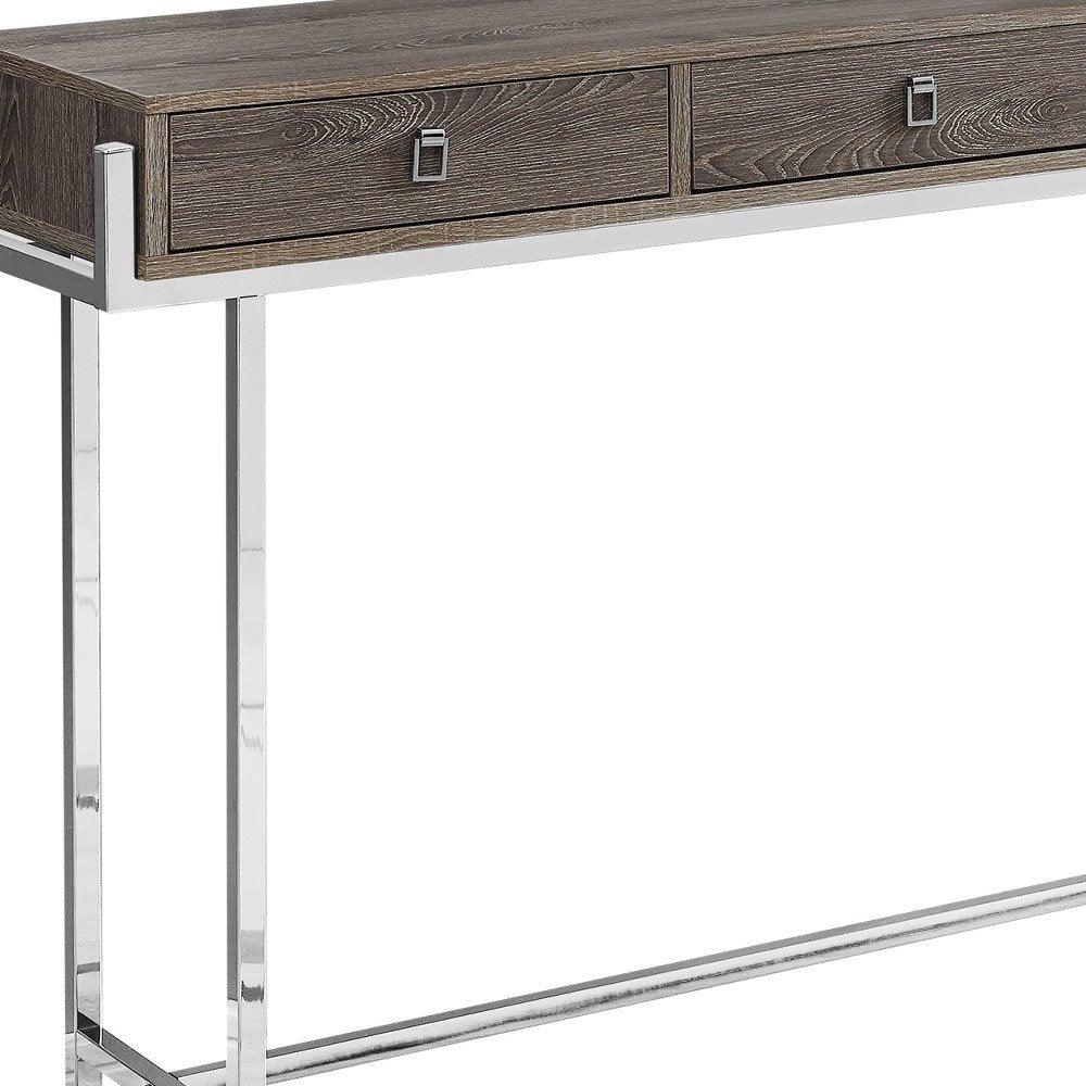 48" White and Silver Console Table And Drawers