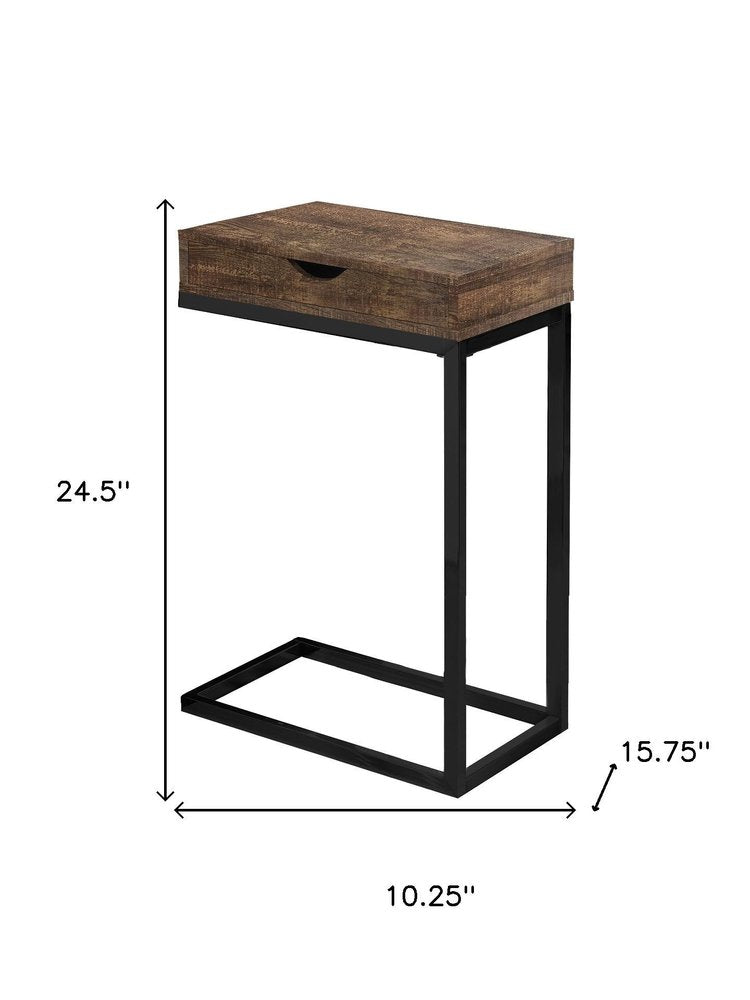10.25" X 15.75" X 24.5" Cappuccino Finish And Gold Laminated Drawer Accent Table