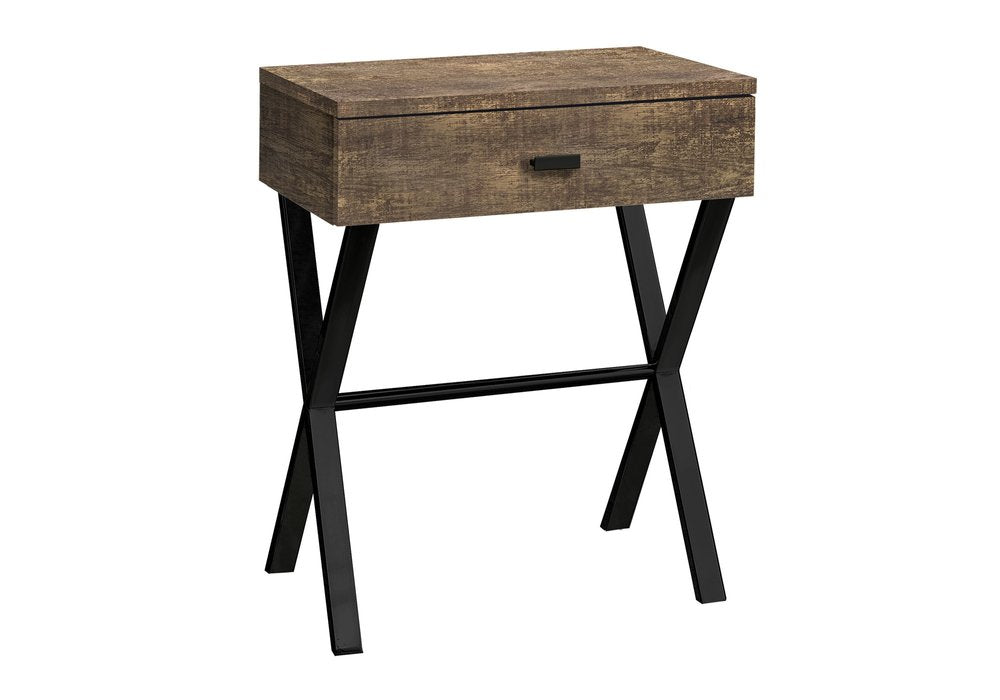 22" Black And Gray Wood And Metal End Table With Drawer