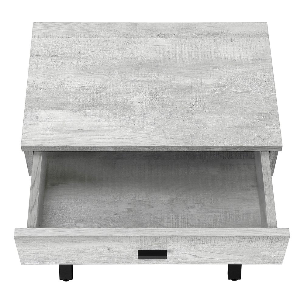 22" Black And Gray Wood And Metal End Table With Drawer