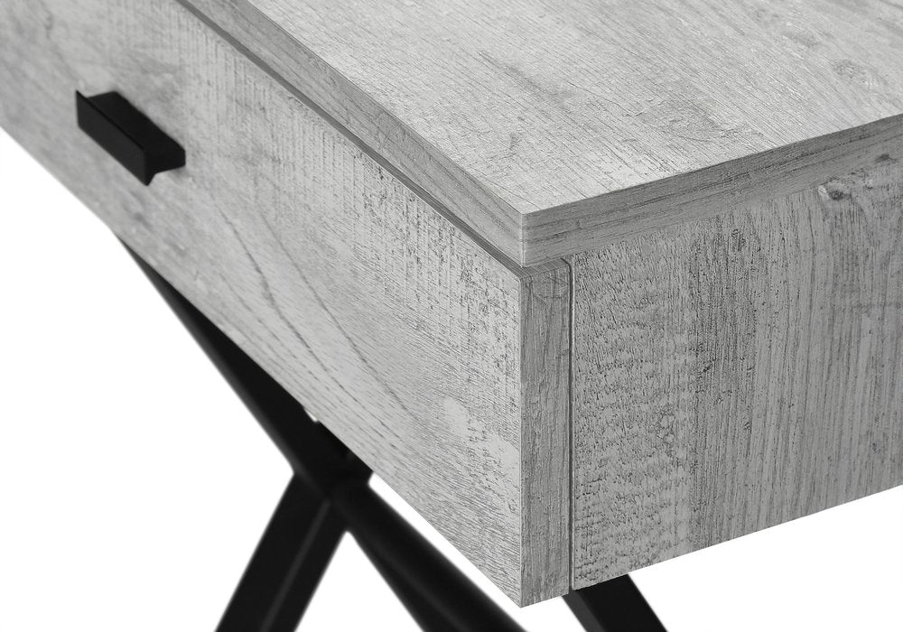 22" Black And Gray Wood And Metal End Table With Drawer