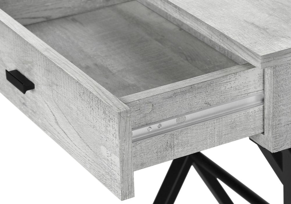 22" Black And Gray Wood And Metal End Table With Drawer