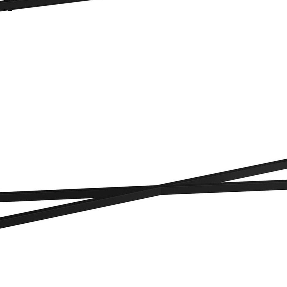 43" Brown And Black Cross Leg Console Table