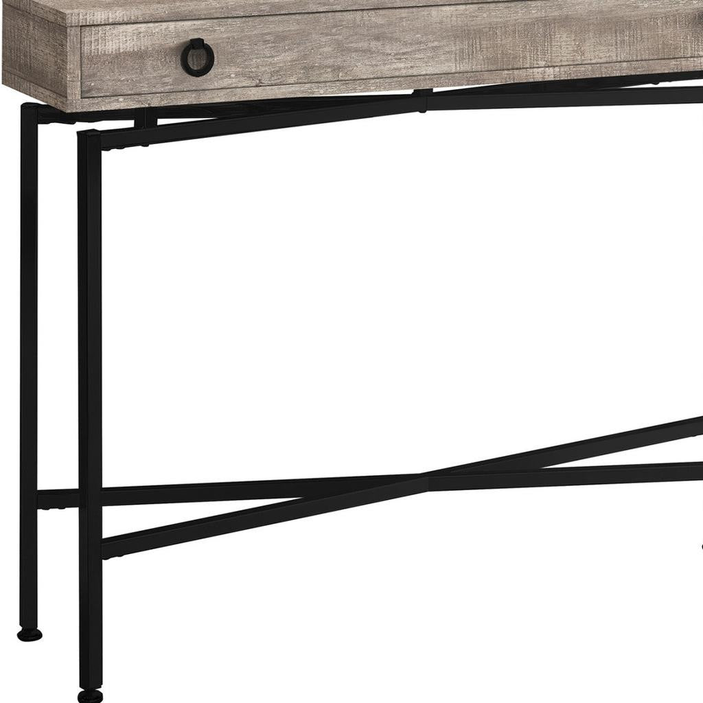 43" Taupe And Black Cross Leg Console Table