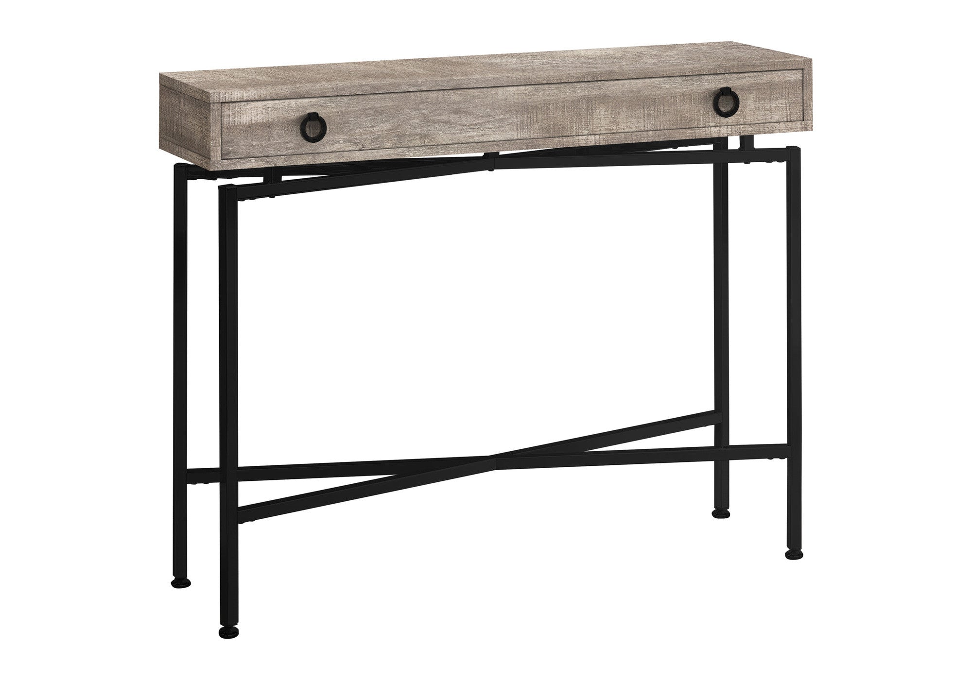 43" Taupe And Black Cross Leg Console Table