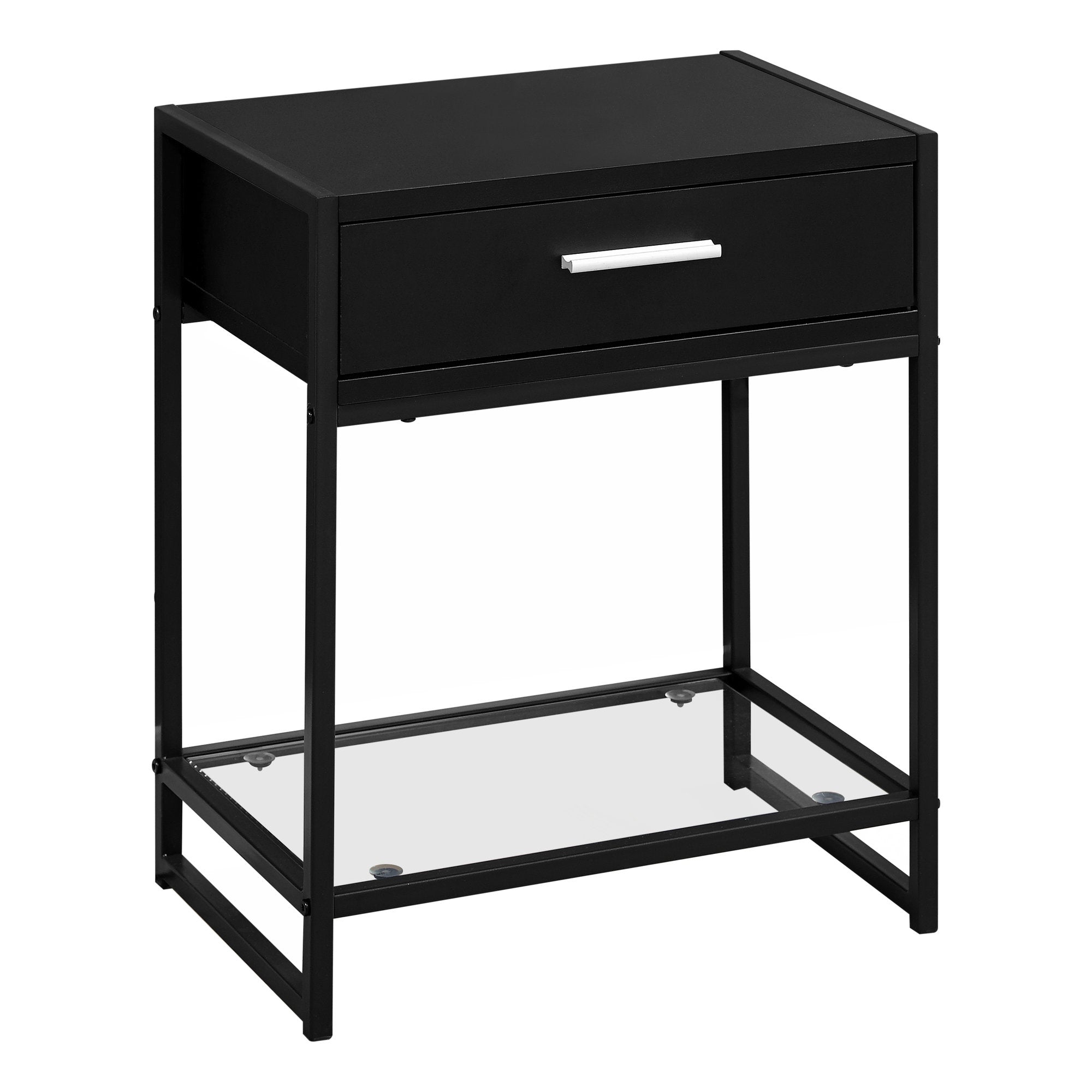 22" Black And Gray End Table With Drawer And Shelf