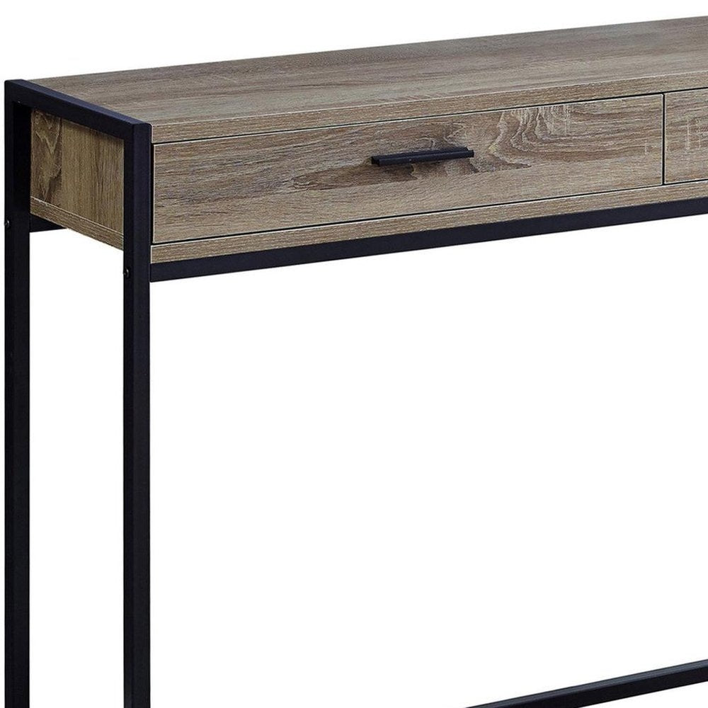 48" Gray and Black Frame Console Table And Drawers