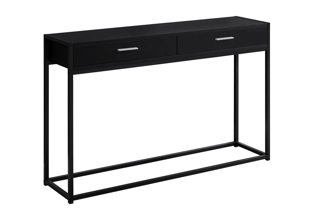 48" Gray and Black Frame Console Table And Drawers