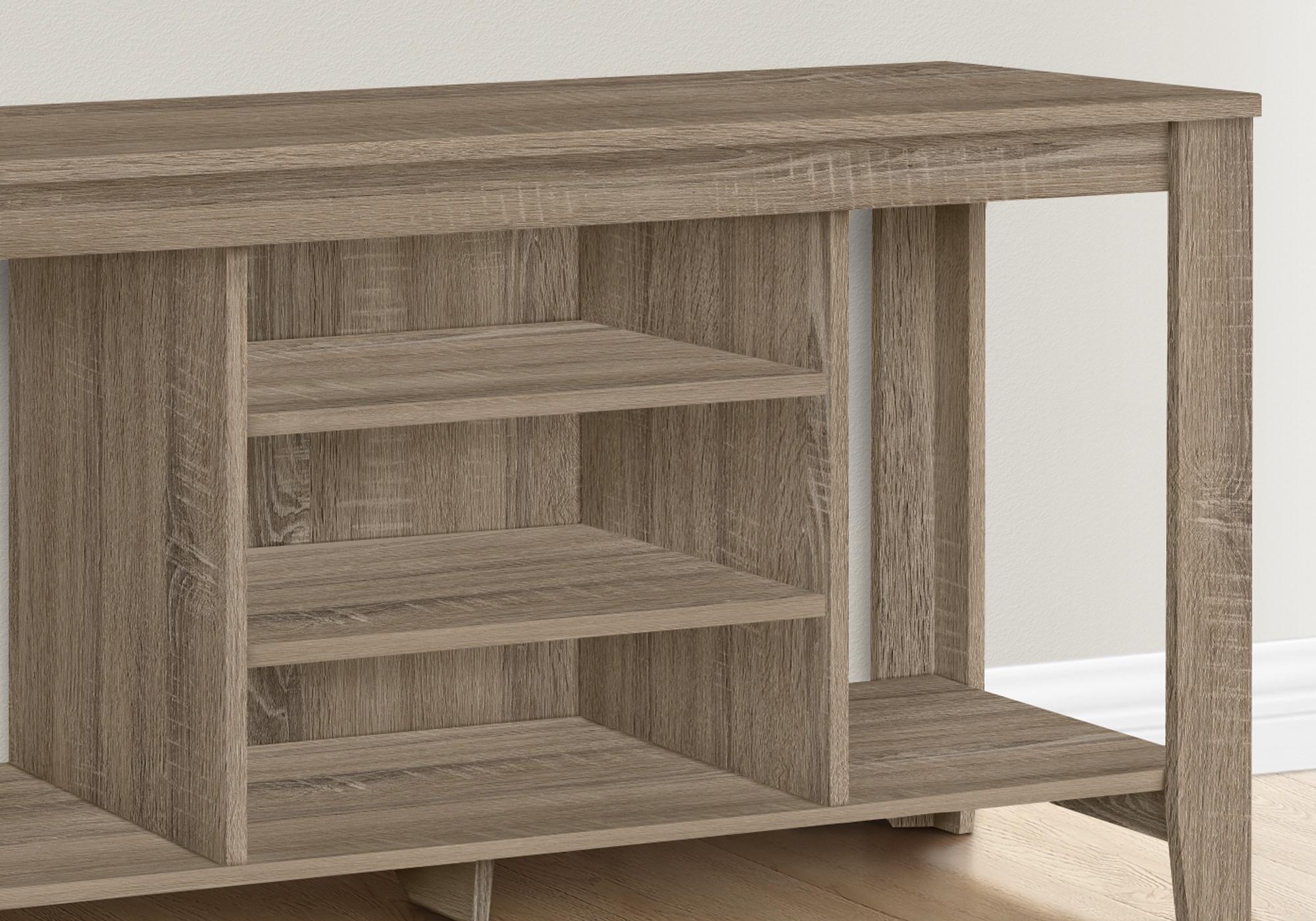 48" Taupe Wood Open Shelving TV Stand