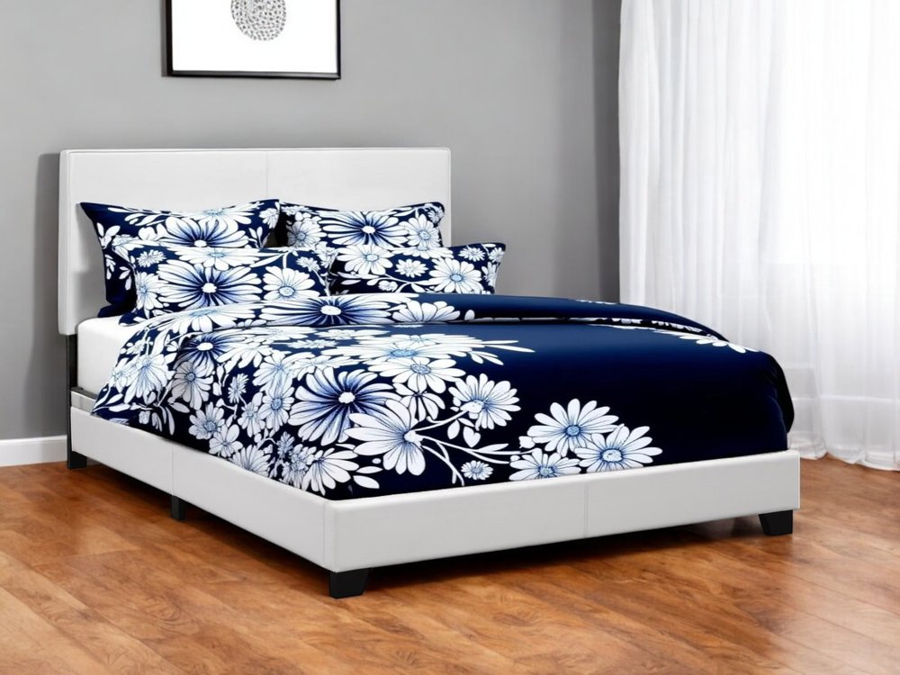 White Faux Leather Queen Bed Frame