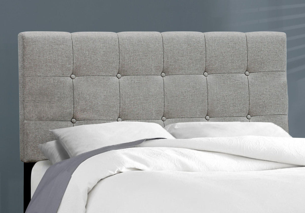 Gray Solid and Manufactured Wood Full Upholstered Linen Bed Frame