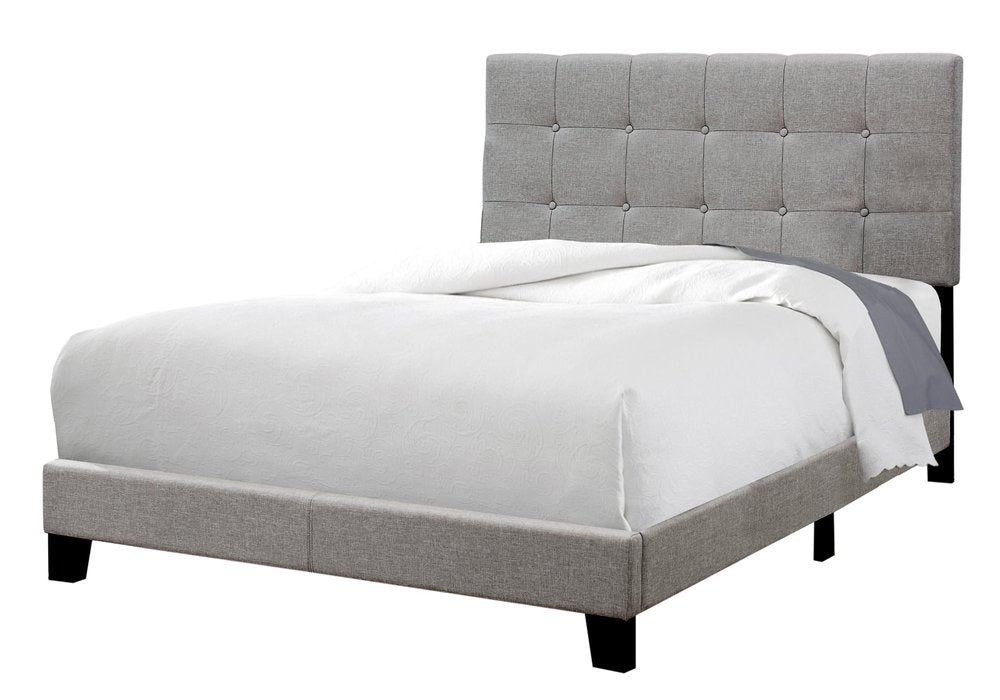 Beige Full Tufted Upholstered Bed Frame