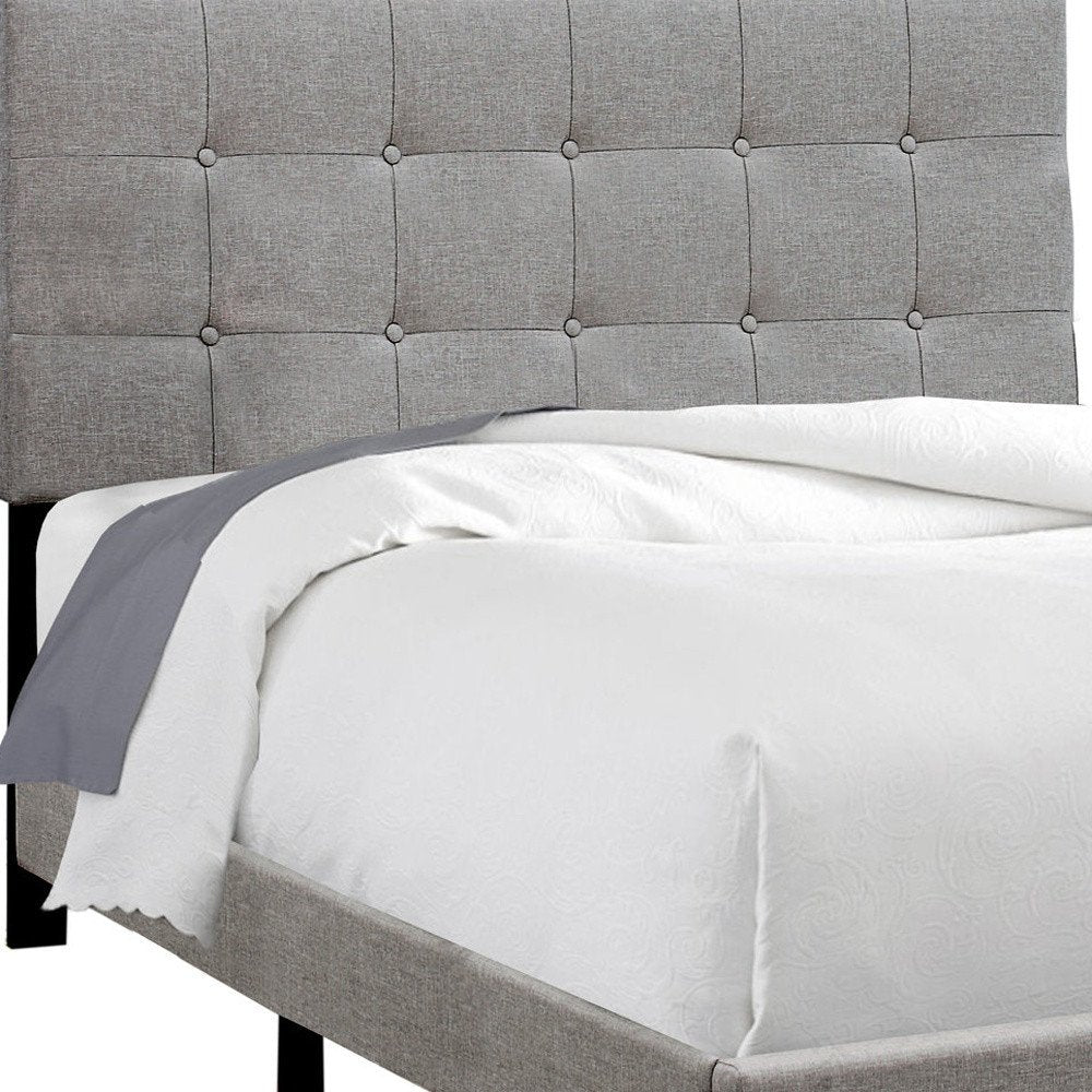 Gray Solid and Manufactured Wood Full Upholstered Linen Bed Frame