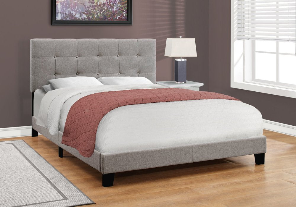 Beige Queen Upholstered Bed Frame
