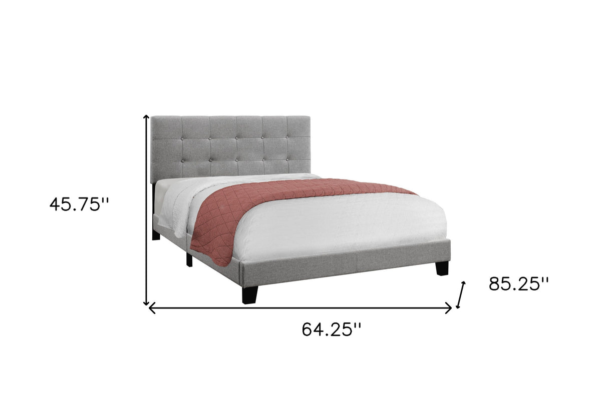 Gray Queen Tufted Upholstered Bed Frame