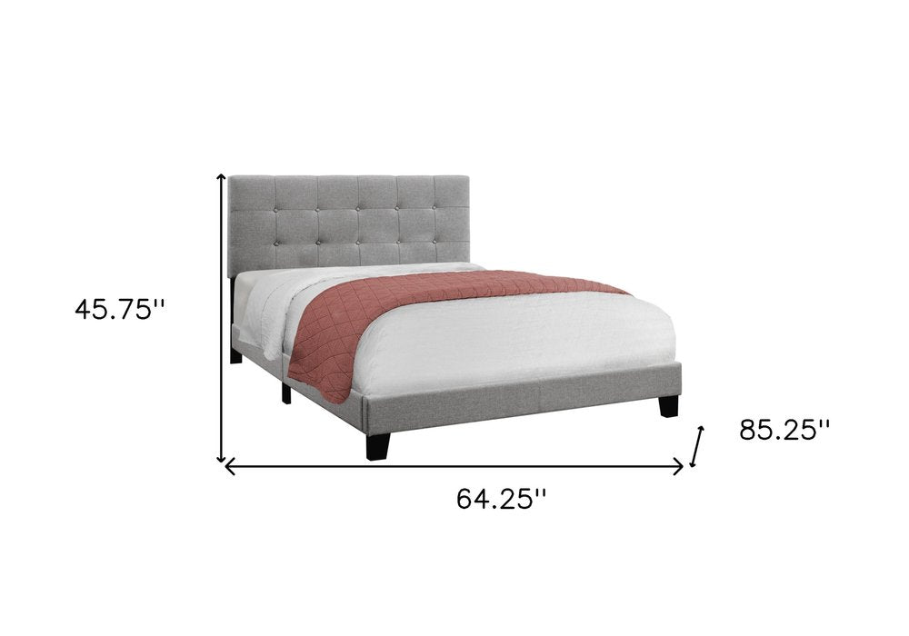 Beige Queen Upholstered Bed Frame