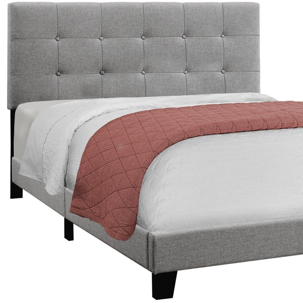 Beige Queen Upholstered Bed Frame