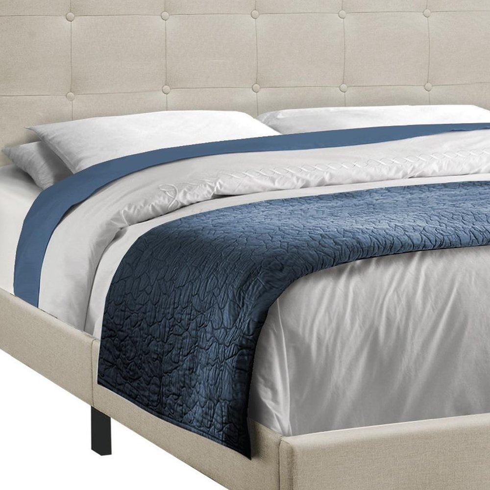 Gray Queen Tufted Upholstered Bed Frame