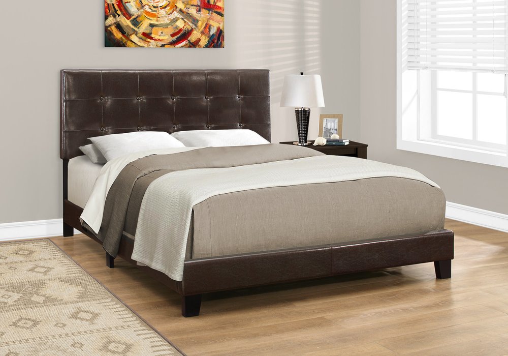 Beige Queen Upholstered Bed Frame