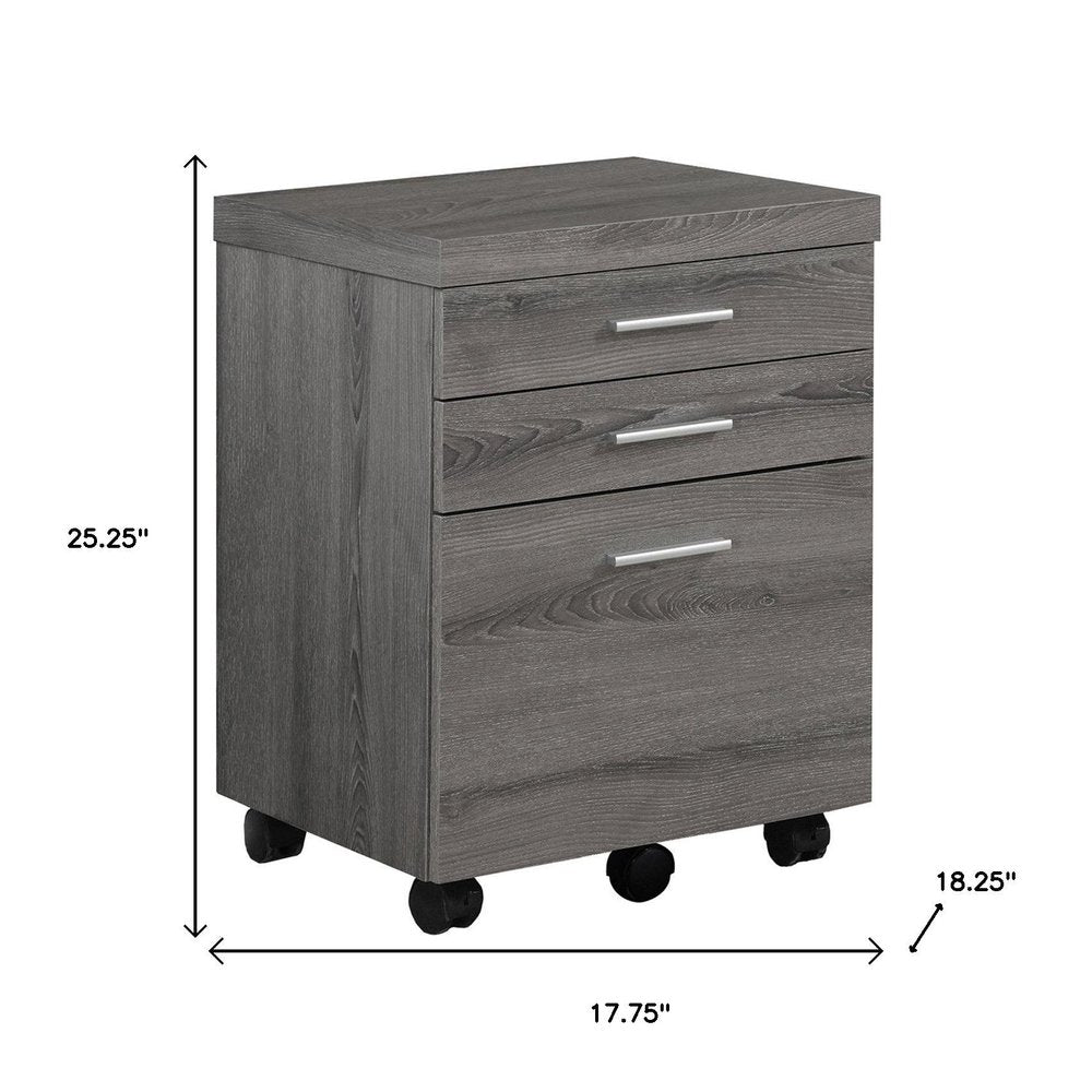 25" Gray Particle Board Filing Cabinet With Drawers