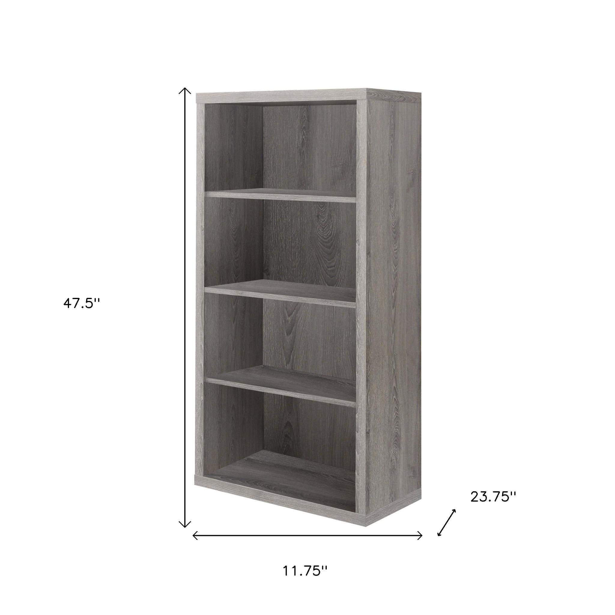 Taupe Wood Four Tier Bookcase