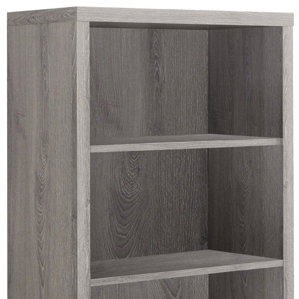 48" Taupe Distressed Wood Adjustable Four Tier Bookcase