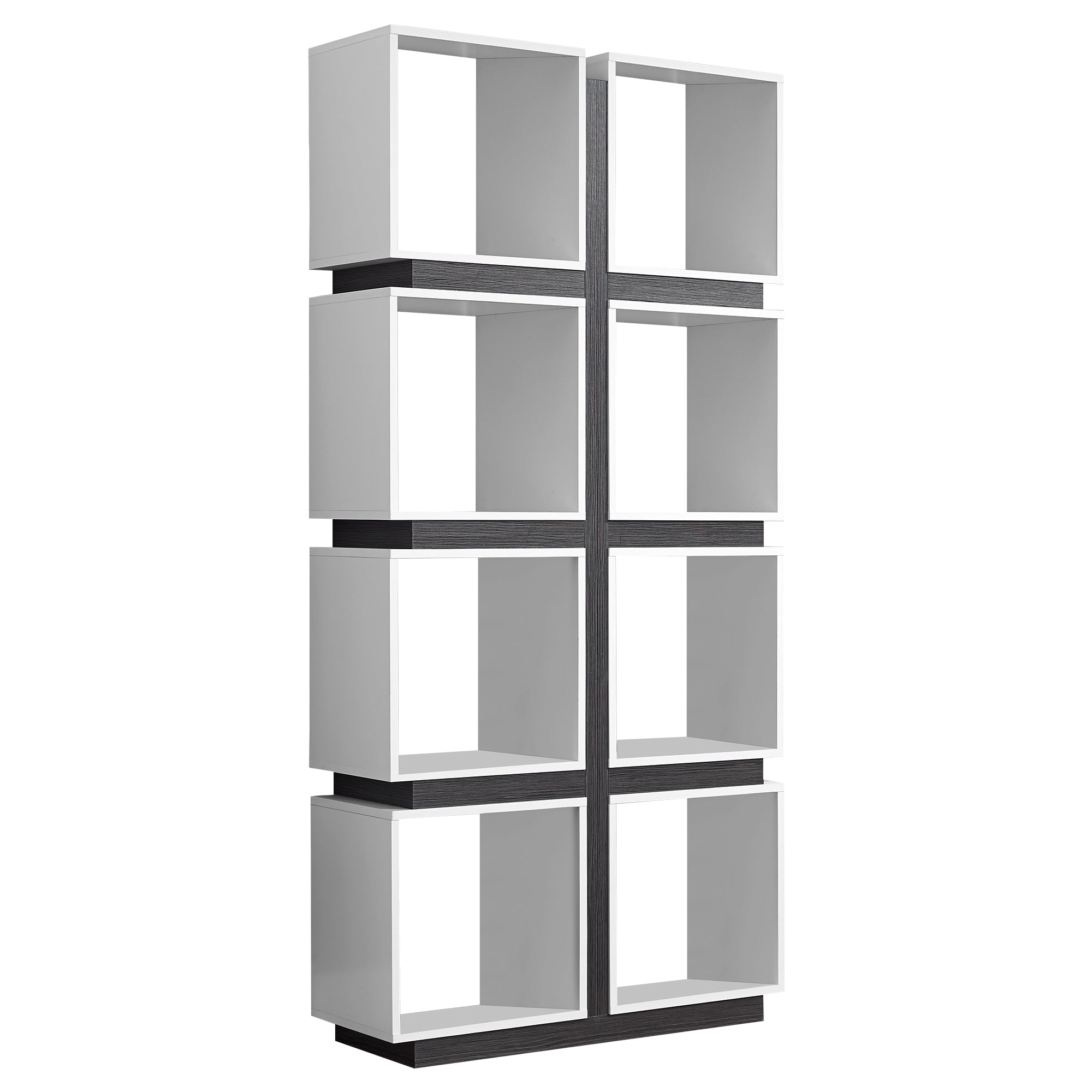 71" White Wood Eight Tier Cube Bookcase