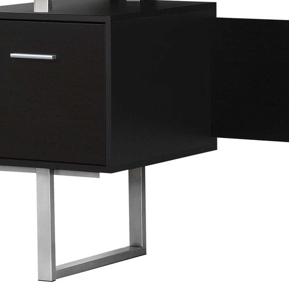 60" Brown and Silver Computer Desk With Three Drawers