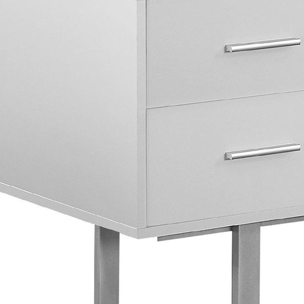 60" Brown and Silver Computer Desk With Three Drawers