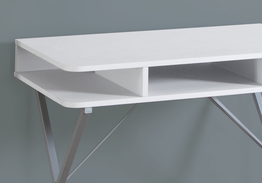 32" White and Silver Computer Desk