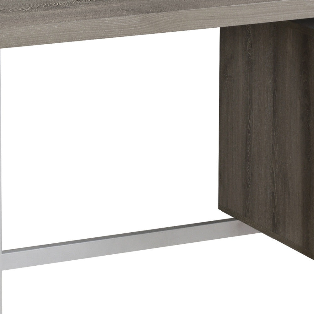 47" Taupe and Silver Computer Desk With Two Drawers