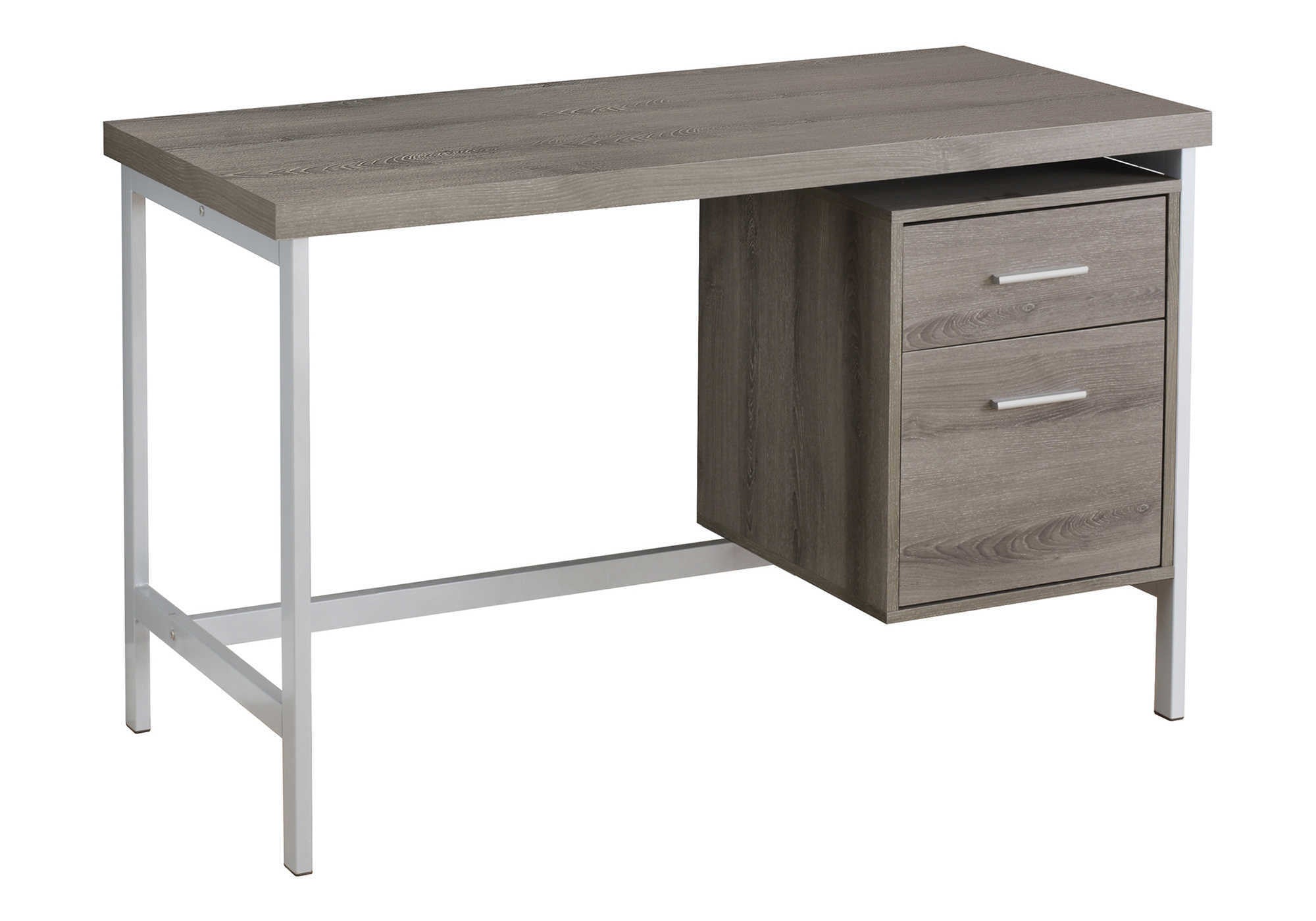 47" Taupe and Silver Computer Desk With Two Drawers