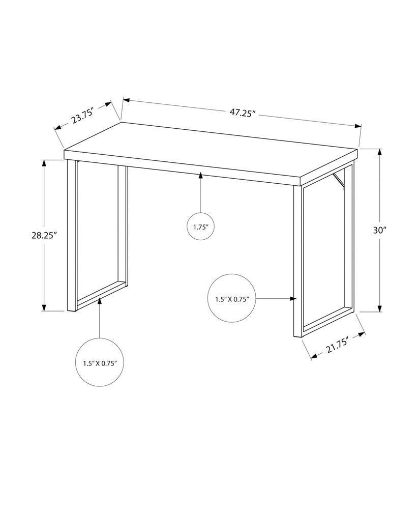 47" White and Silver Computer Desk