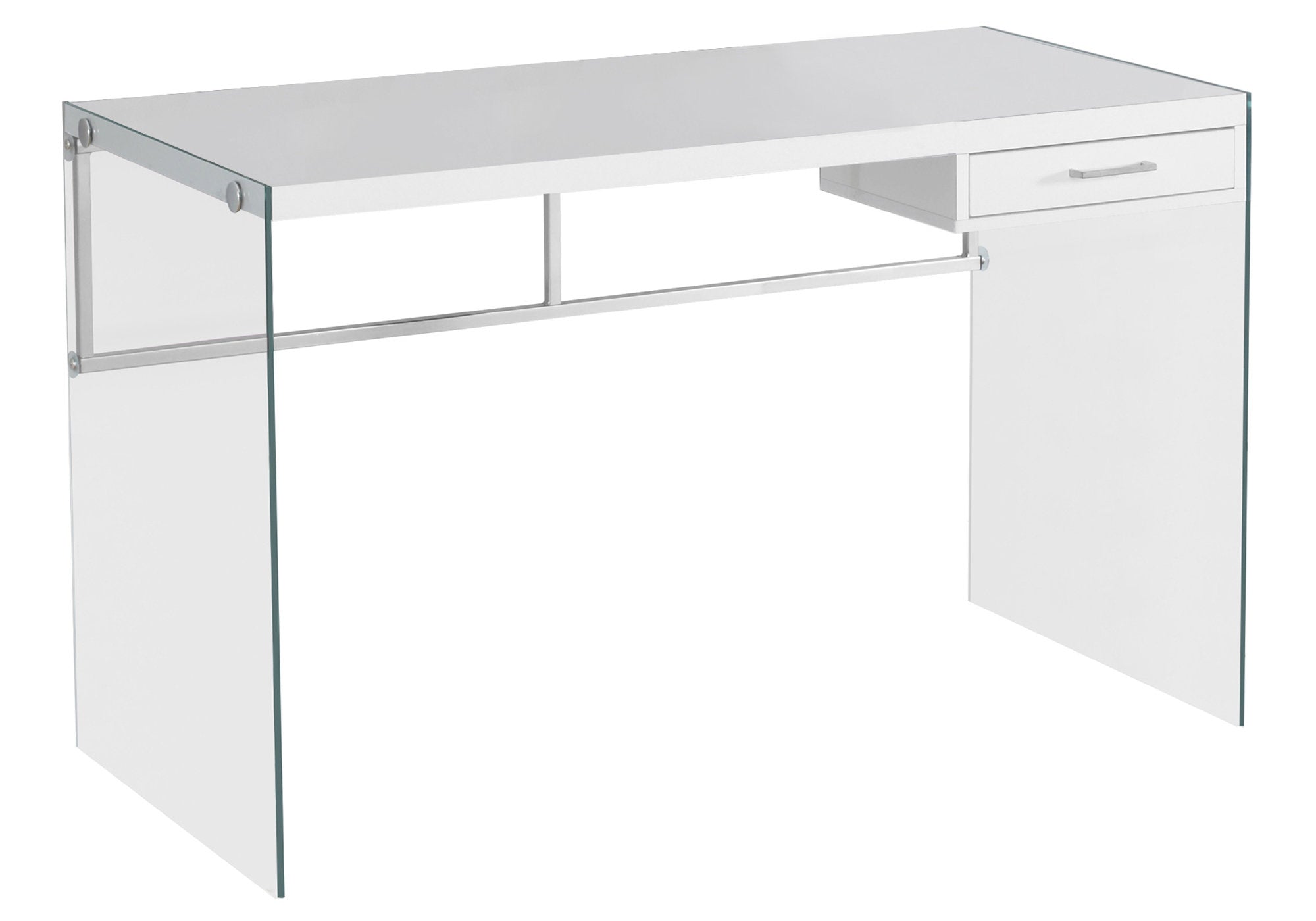 48" White and Clear Computer Desk