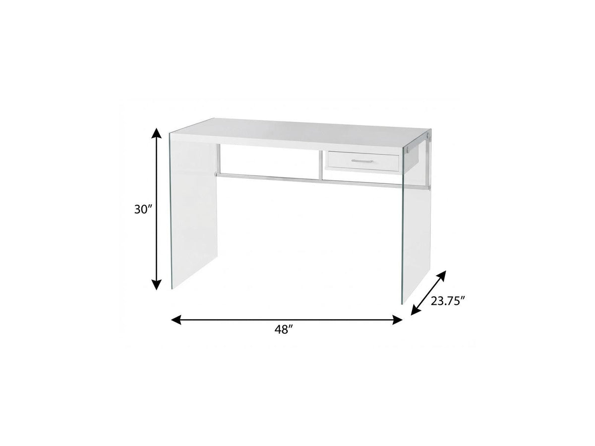48" White and Clear Computer Desk