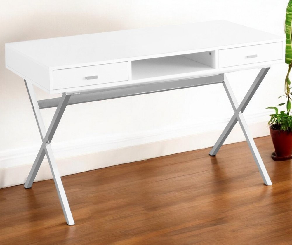 24" Brown and Black Computer Desk With Two Drawers