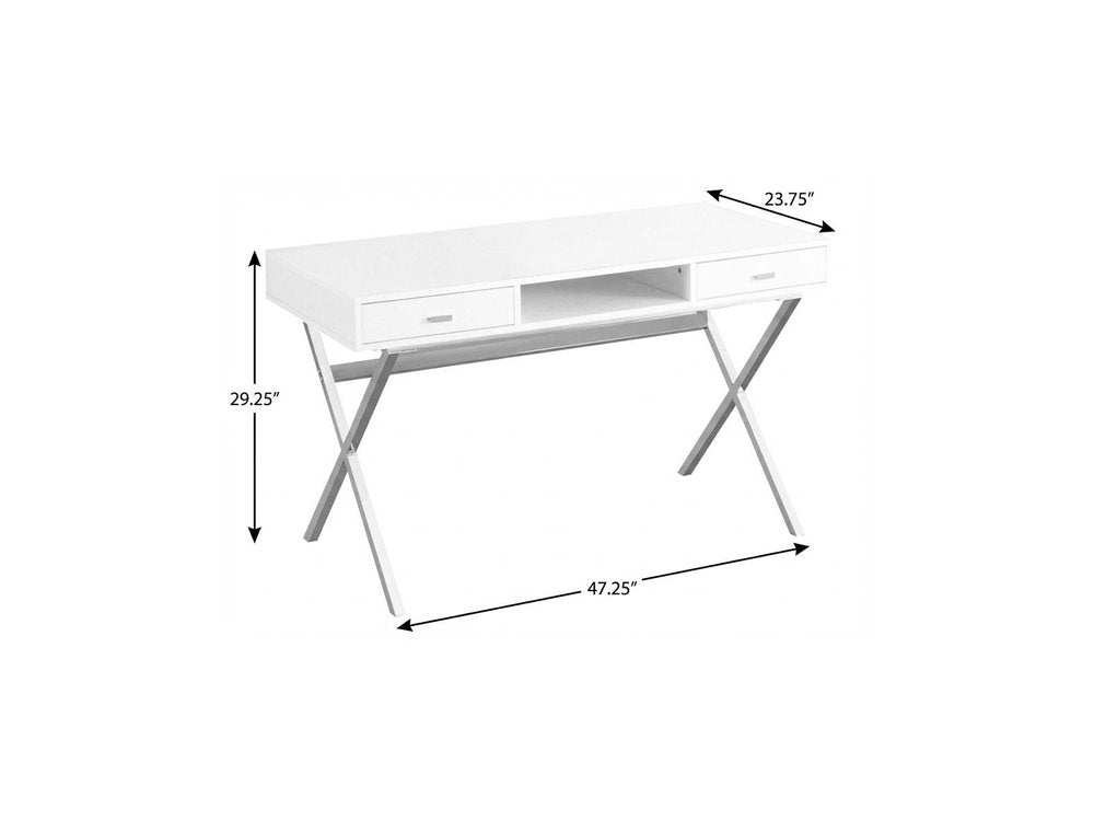 47" Taupe and Black Computer Desk With Two Drawers