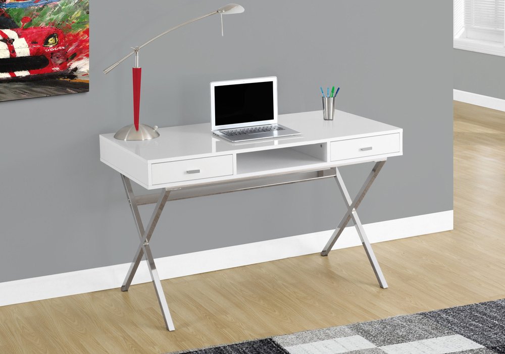 24" Brown and Black Computer Desk With Two Drawers