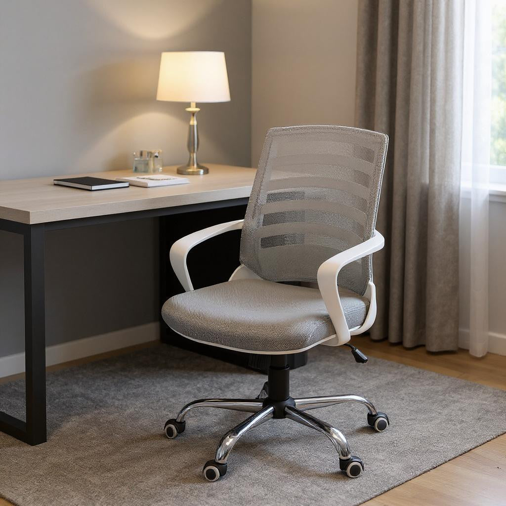 Gray Black and Silver Adjustable Height Swivel Rolling Office Chair